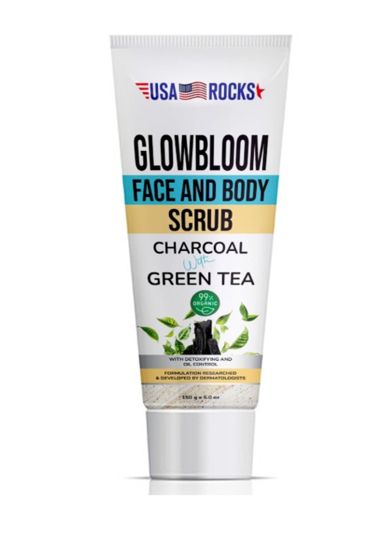 USA ROCKS Face & Body Scrub - Charcoal & Green Tea - Image 1